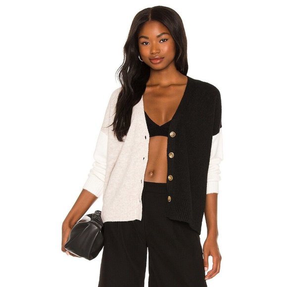 Central Park West Sweaters - Central Park West Robbie Cardigan Neutral Combo Beige Black